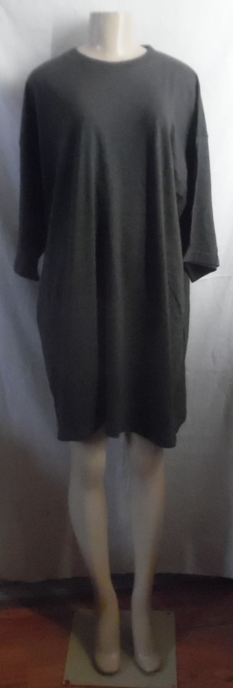 DARK GRAY CREW EXTRA LONG TSHIRT SHORT SLEEVE 35″ SLEEPSHIRT FITS M / L
