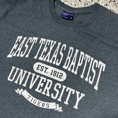 VTG MV Sport Mens XL East Texas Baptist University Tigers Grey T-Shirt
