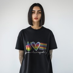 Love Peace Equality Rainbow Pride Graphic Tee LGBTQ Support Shirt A323