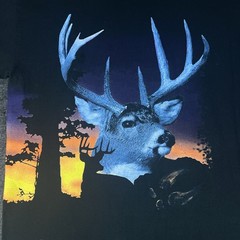 Vintage Nature Shirt Mens Black 3XL Deer Wild Side Wrap Around Graphic Tee 90s