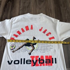 Vintage Panama Jack T-Shirt Volleyball Men’s Size S White Graphic Made USA 1980s