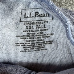 LL Bean Shirt Mens XXLT Blue River Drivers Henley Heather Wool Two Layer Base