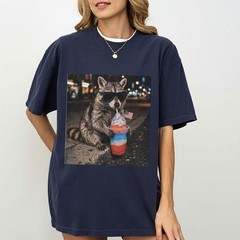 Funny 4th of July Raccoon Shirt Patriotic Slushie Red White Blue Tee