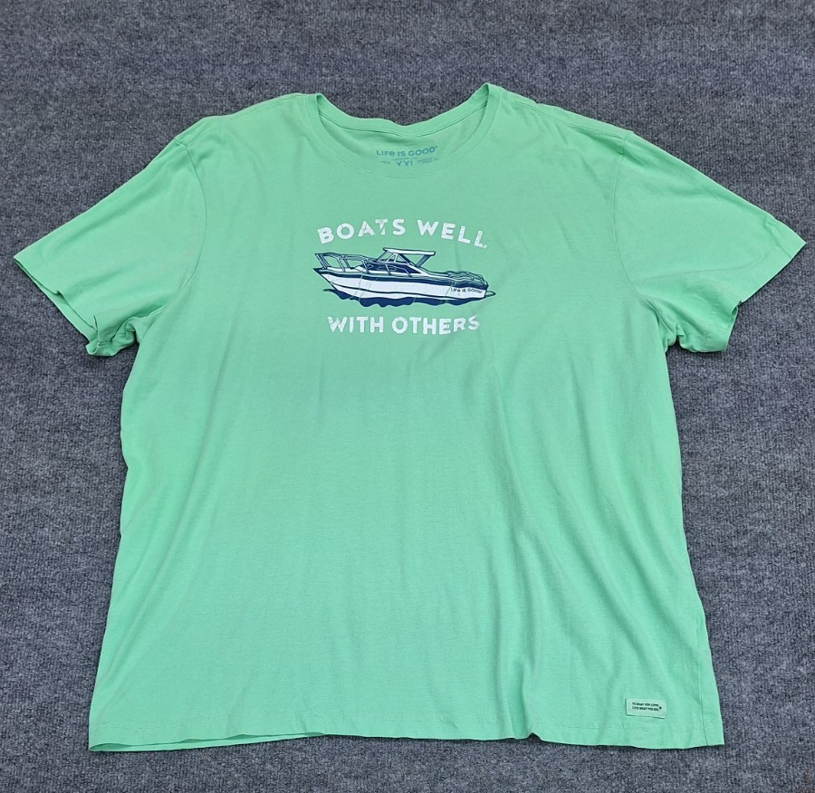 Life is Good “Boats Well With Others” Men’s Size XXL Green Short Sleeve T Shirt