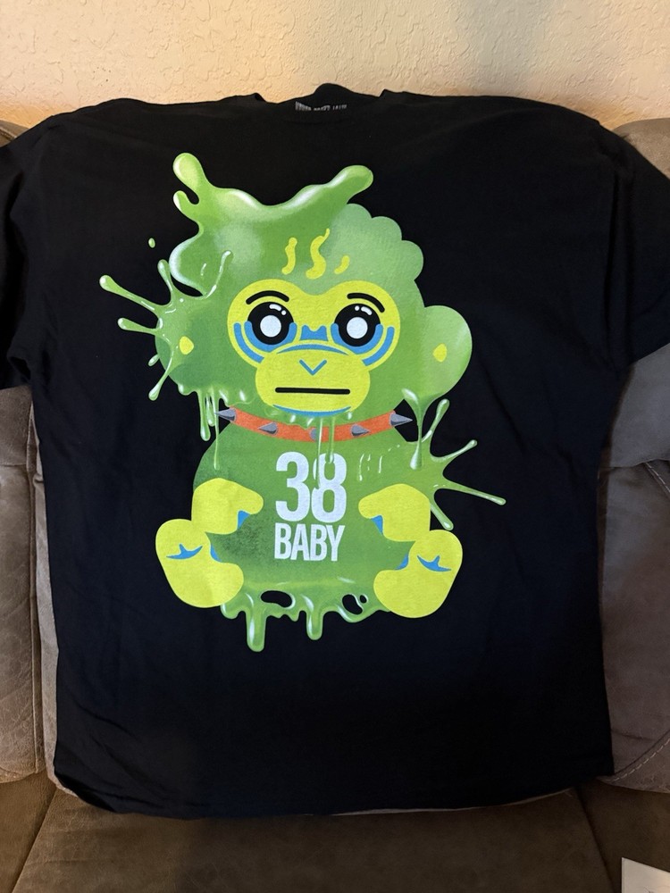 Never Broke Again 38 Baby Graphic Print Black Crew Neck Tee Short Sleeve XL
