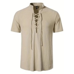 Men’s Retro Cotton Linen Shirt Stylish Pirate V-neck S-XXL Trendy Comfy Gift Tee