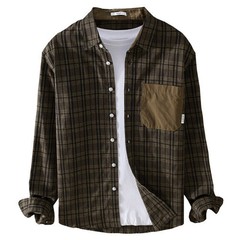 New Men’s Long Sleeved Shirt Casual Loose Color Blocked Shirt Sports Party Tops