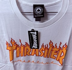 Thrasher Flame Logo T-Shirt White Size Large