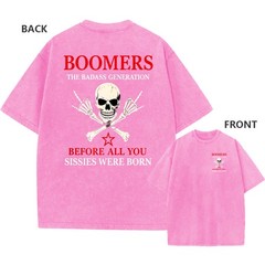Vintage Washed Oversized Tee, “Badass Generation” Skull Print Unisex T-Shirt