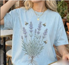 Vintage Lavender Flower 90s Graphic T-shirt, Retro Comfort Colors® Bumble Bees