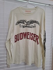 Budweiser King of Beers 1876 Eagle Pacsun Cream Med Long Sleeve Graphic T-Shirt