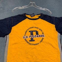 U.S. Polo Assn T-Shirt Mens Medium Yellow Navy Graphic Print Casual Crew Neck