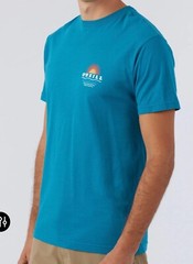 O’Neill Above & Below Tee, SU3118704 Solid Blue With Logo, Men’s Large Size.