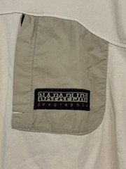 Napapijri Geographic Men Large Tan Beige Zipper Pocket 100% Cotton T-Shirt