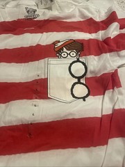 Where’s Waldo Shirt Adult Size Large Mad Engine White & Red Stripes NWT