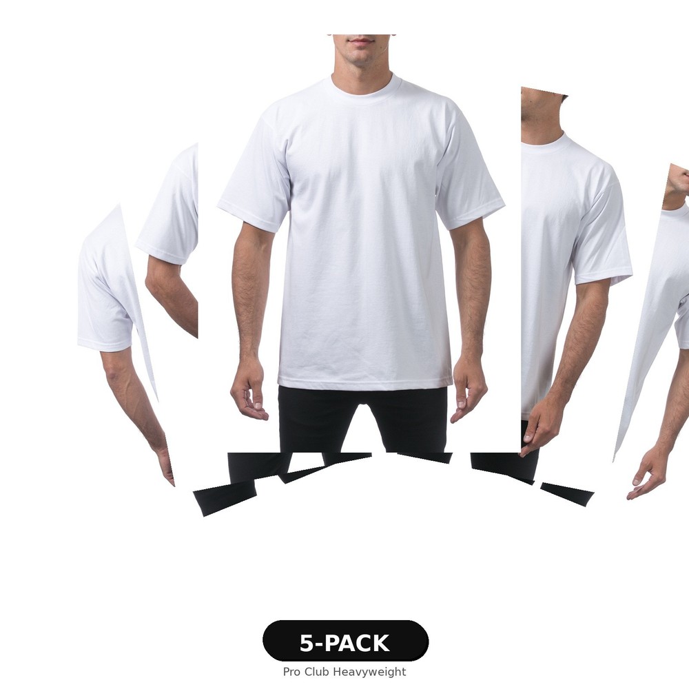 5 Pack Pro Club Heavyweight T-Shirt Crew Neck Cotton Tee S M L XL2XL White Black