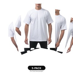 5 Pack Pro Club Heavyweight T-Shirt Crew Neck Cotton Tee S M L XL2XL White Black