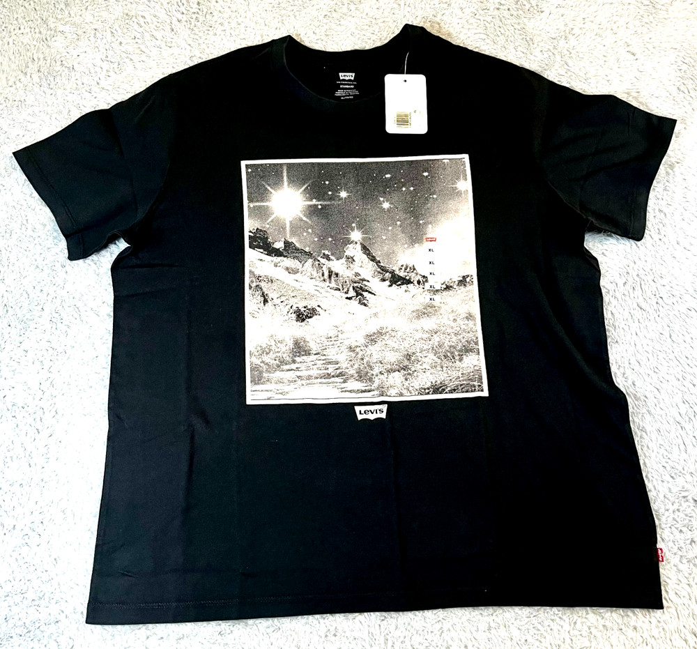 Levis Mens Graphic T-Shirt Classic Black Short Sleeve Crew Neck Size XL
