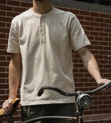 10.6 oz Cotton Short Sleeve Henley T-Shirt – Apricot M