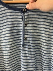 Lucky Brand Mens XL Blue White Striped Henley Shirt Long Sleeve 100% Cotton
