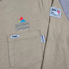 Tyndale FR Shirt Mens L Henley Beige Flame Resistant Workwear USA CAT 2 Pocket