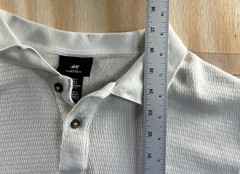 H&M Regular Fit Ribbed Ivory Polo Shirt Size Large