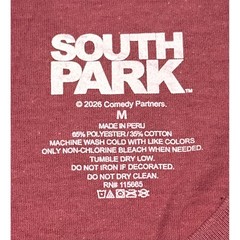 South Park Graphic T-Shirt Mens Medium Maroon Stan Kyle Cartman Kenny SP Logo