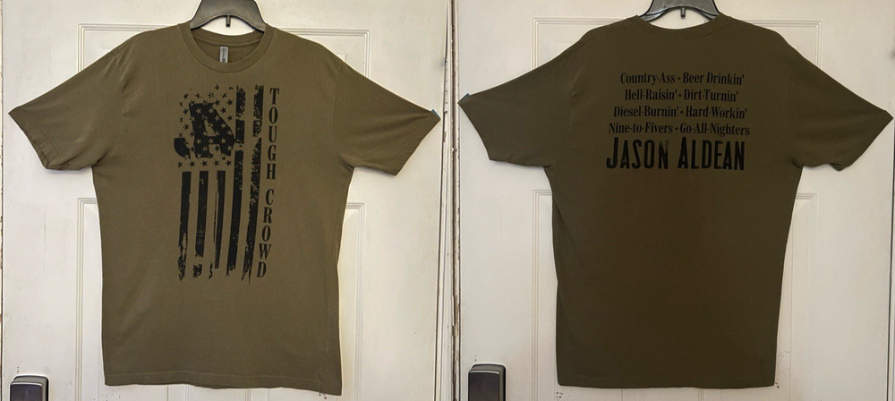 Jason Aldean Tough Crowd Double Sided Army Green Large T-Shirt Highway Desperado
