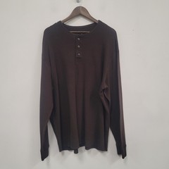 Sonoma Mens Brown Waffle Thermal Henley Shirt Size XXL Outdoor Base Layer Hiking
