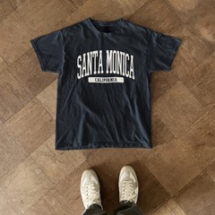 Santa Monica Beach California Souvenir Aesthetic, Vintage Navy Blue Tee