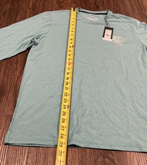 Vineyard Vines Men’s LS Graphic Tee Waves Dunes Color Aqua Ocean Heather Size L