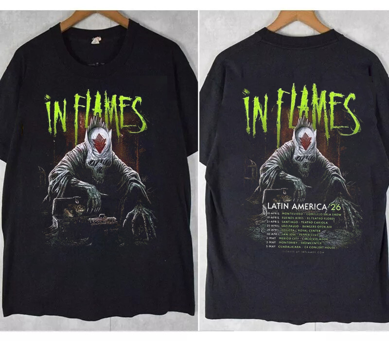 New In Flames 2 Sides Latin America 2026 Tour Black S to 5XL Shirt CK505
