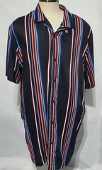 Shaquille XLG Big/Tall Mens Black / Brown Multi Striped SS Button2XLT, 3XLT, 4XL