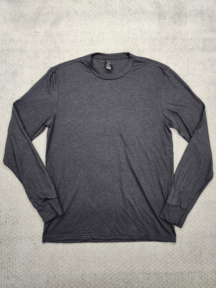 District Shirt Mens Small Gray Perfect Tri Long Sleeve Crewneck Tee Casual