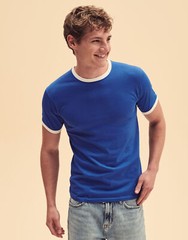 Mens contrast t shirt Fruit of the Loom Ringer T-shirt Hems and Collar Cotton 61
