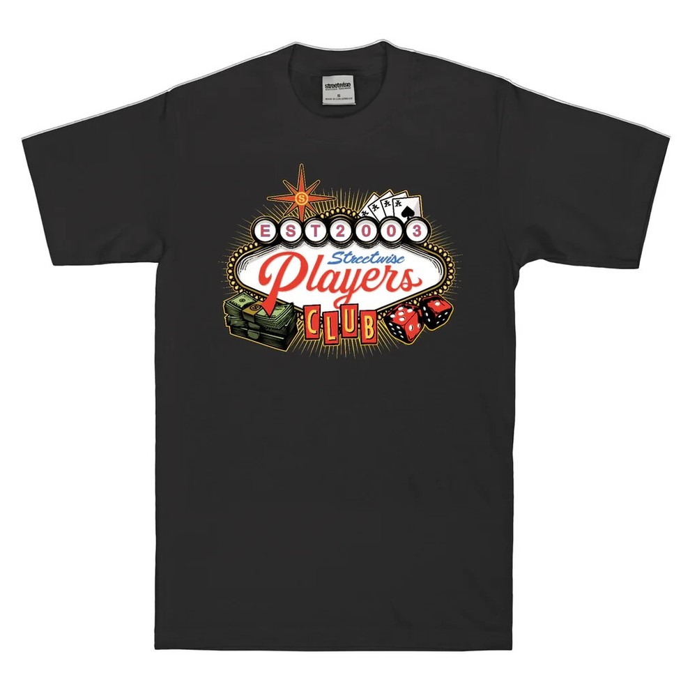 Streetwise Players Club T-Shirt Men’s Streetwear Tee – Black
