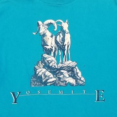 Vtg Yosemite Bighorn Sheep T Shirt Single Stitch Tee Large 42-44 Turquoise USA