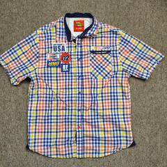 BORN FLY Shirt Men XL Plaid Short Sleeve Button Up Tide Detergent Parody Y2K
