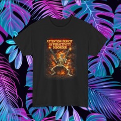 ADHD Skeleton guns ak47 autism funny T-Shirt novelty Humor Tee