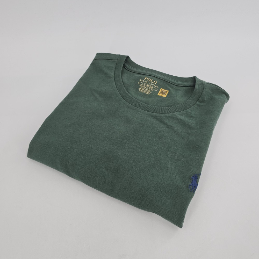 Polo Ralph Lauren Custom Slim Fit T-shirt Pony Logo Mens LARGE L Green Top NEW