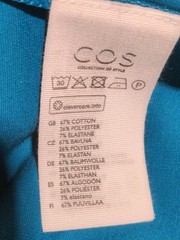 COS Men’s T-Shirt S Blue Cotton with Polyester, Elastane Basic