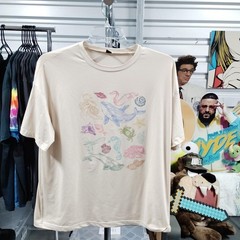 Ocean Wildlife Art Tee Shien Beige Size Large Pre Owned A291ed