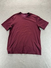 Croft & Barrow T-Shirt Mens XLT Maroon Red Textured Knit Easy Care V-Neck Basic