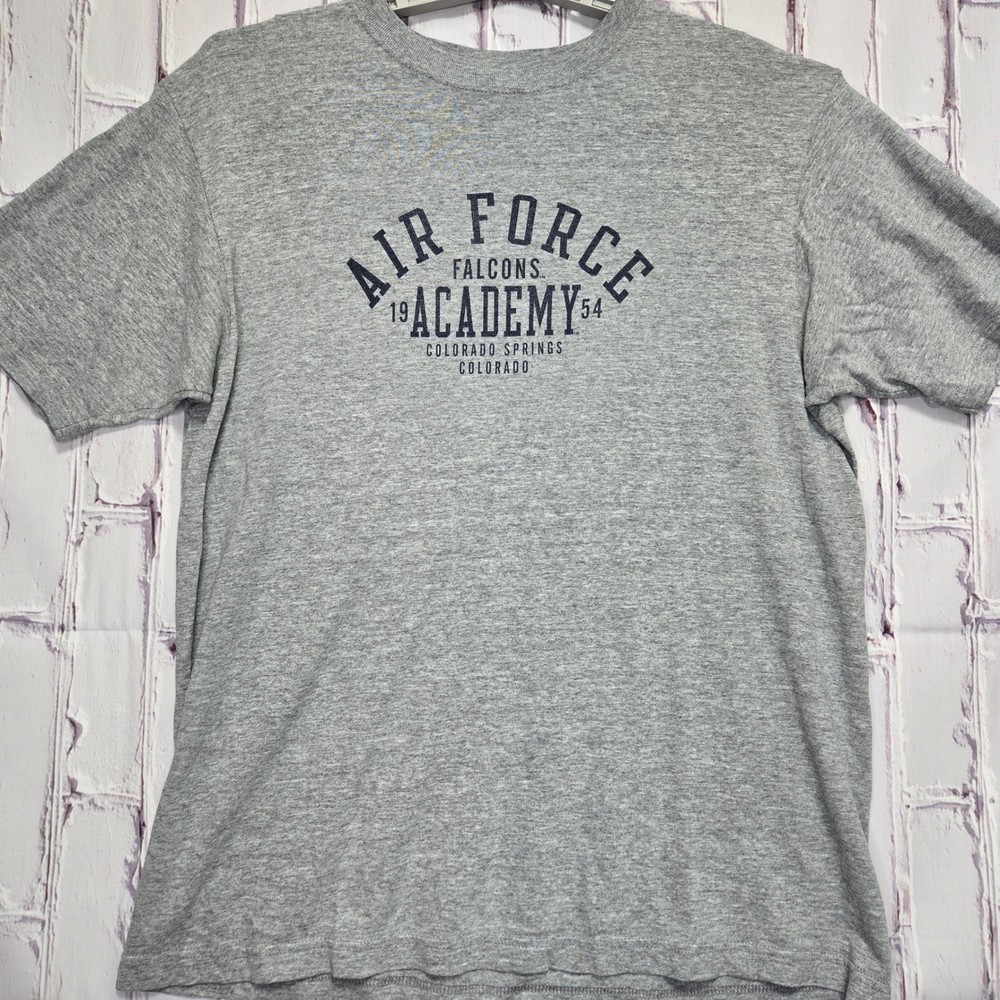 Y2K Air Force Academy Falcons Colorado Graphic TShirt Men L Gray Gear For Sport