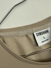 Gymshark Shirt Men Large Green Pullover T Tee Graphic Spell Out Logo Tan Brown
