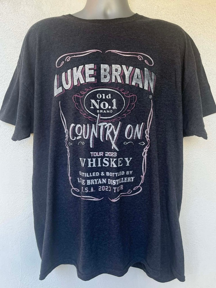 Luke Bryan Country On Tour 2023 Black Short Sleeve Tshirt 2XL Irregular Ships Fr