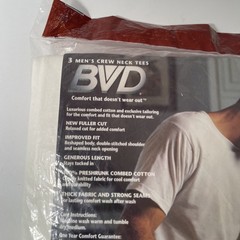 Vintage BVD T Shirts White Crew Neck Size L Preshrunk Cotton New Old Stock