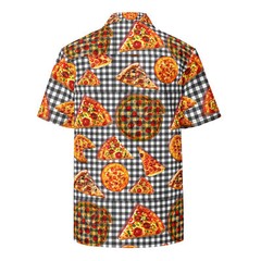 Pizza Pie & Slices Black Table Cloth – Lightweight Button Up Casual Dress Shirt