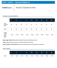 PC61 Port & Company – 5XL Essential Tee 100% Pre Srunk Cotton 6.1 oz