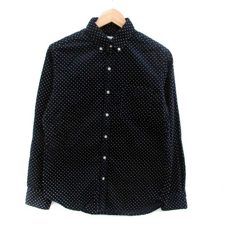 Coen Corduroy Shirt Men’s S Navy Off-White Cotton Casual Long Sleeve Excellent